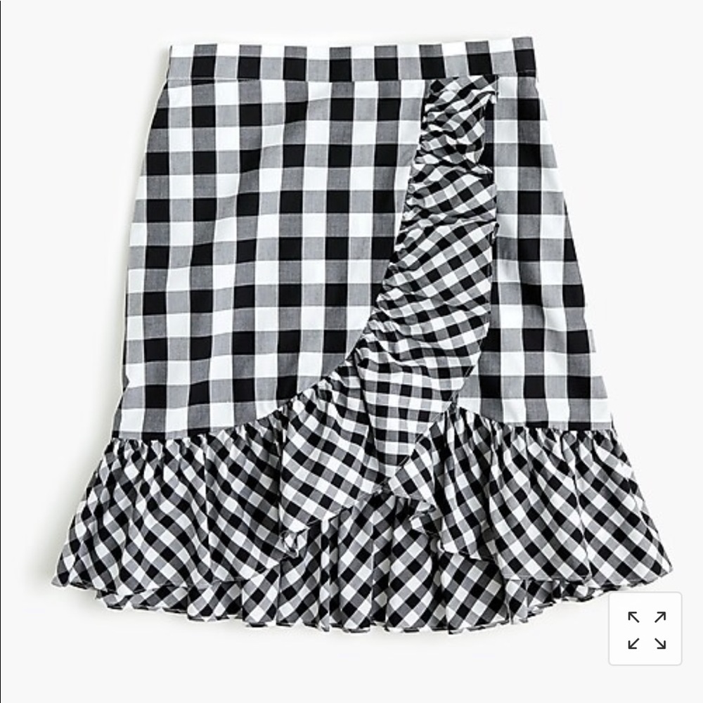 J Crew Ruffle gingham mini skirt 00